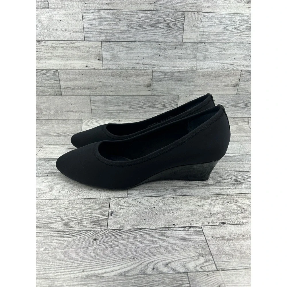Rockport Total Motion truTECH Black Fabric Wedge Pumps CH6820 Women Sz 9M